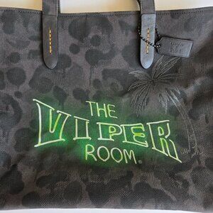 Coach Viper Room Tote 42 With Camo Print Canvas Purse Laptop Bag Black Leather